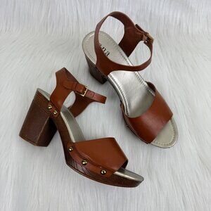 ANA VIsta Platform Chunky Heel Clog Ankle Strap Open Toe Sandals Size 10 Brown
